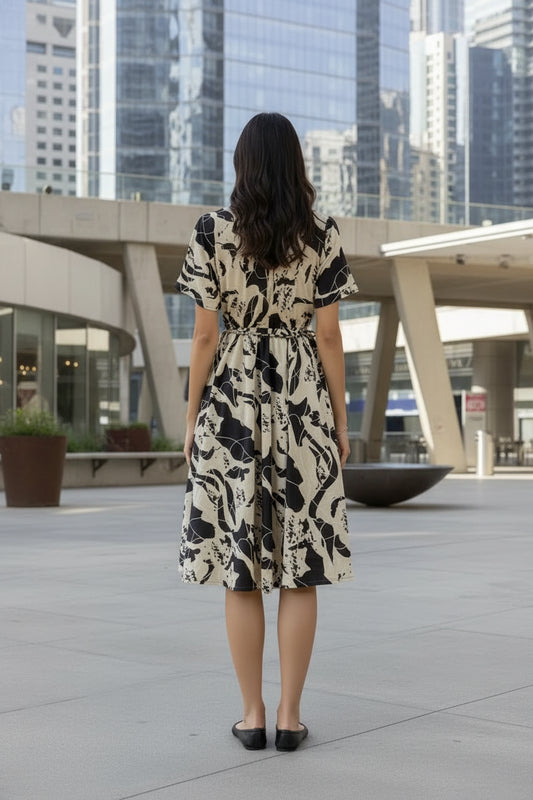 Black Abstract Shirt Dress