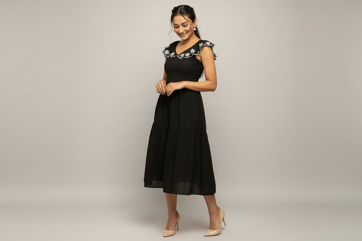Black Back-Cutout Midi