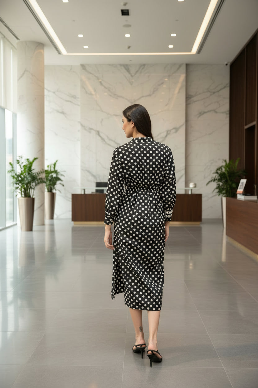 Black Polka Shirt Dress