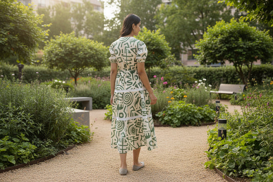Off-White Abstract Midi