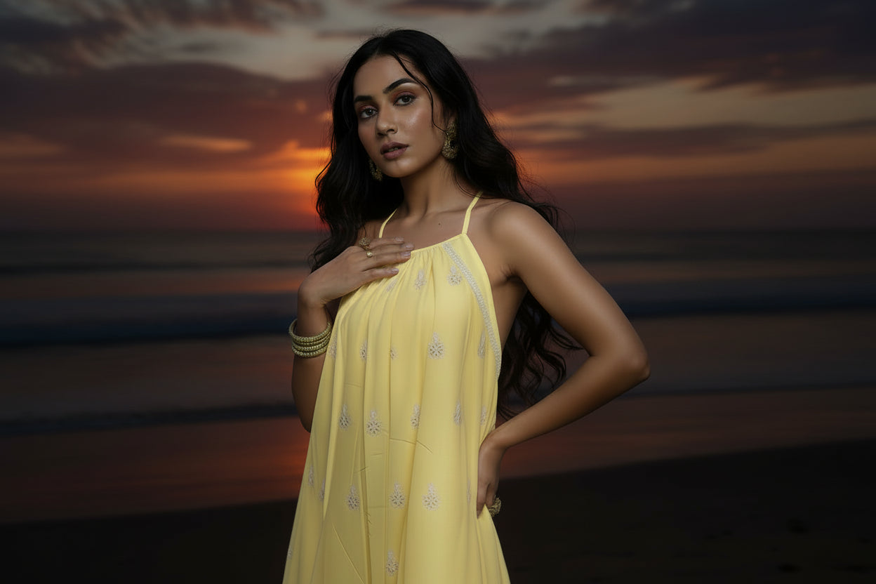 Yellow Schifli Dress