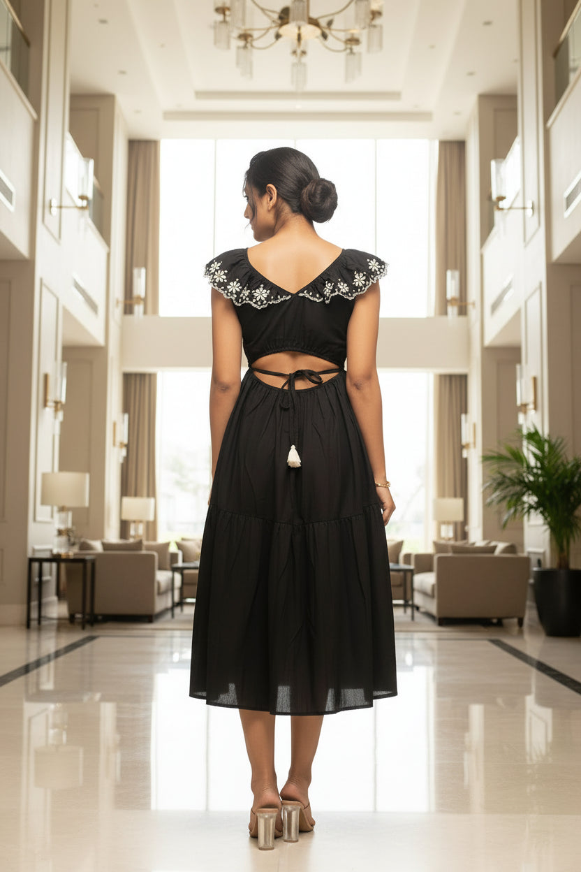 Black Back-Cutout Midi