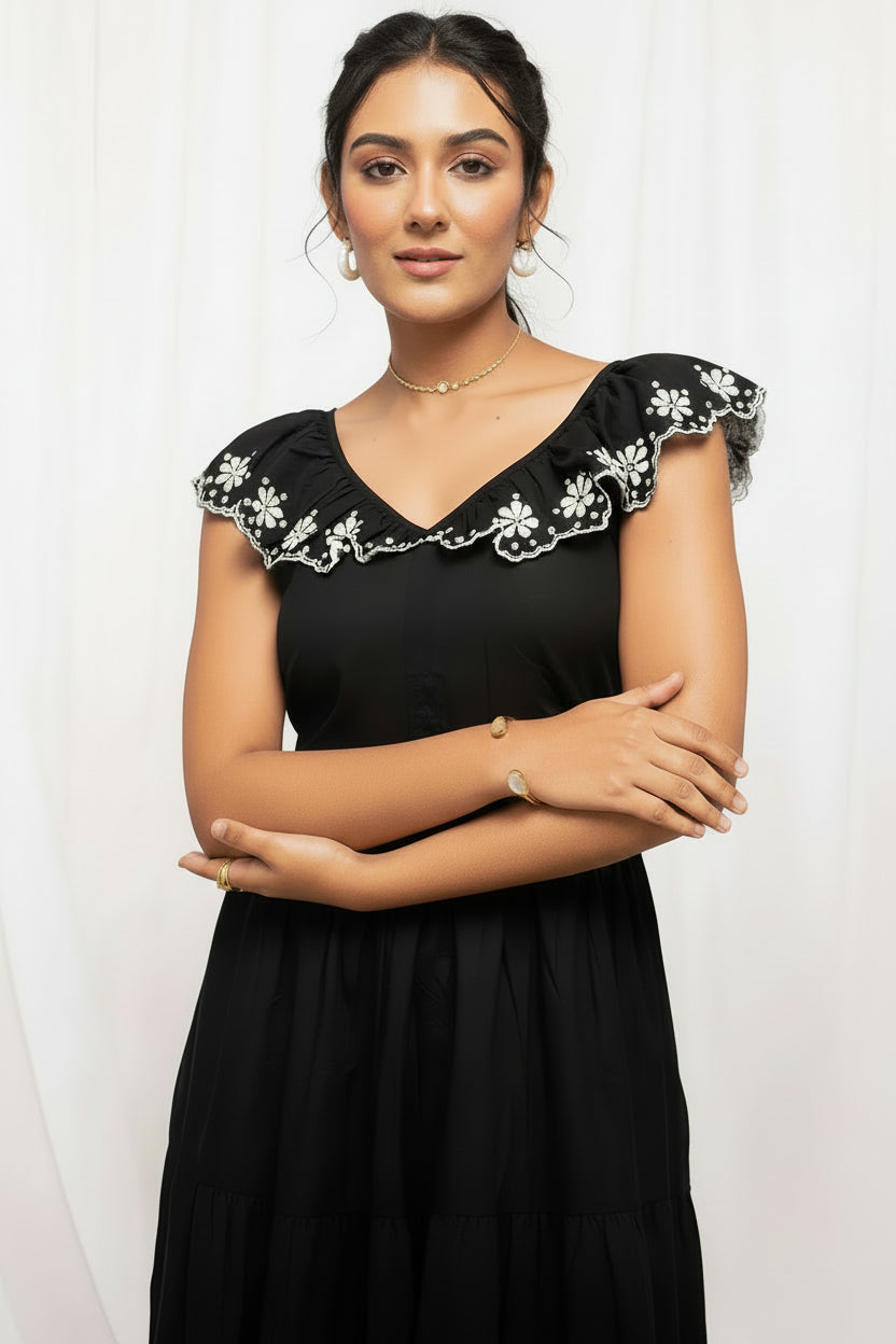 Black Back-Cutout Midi