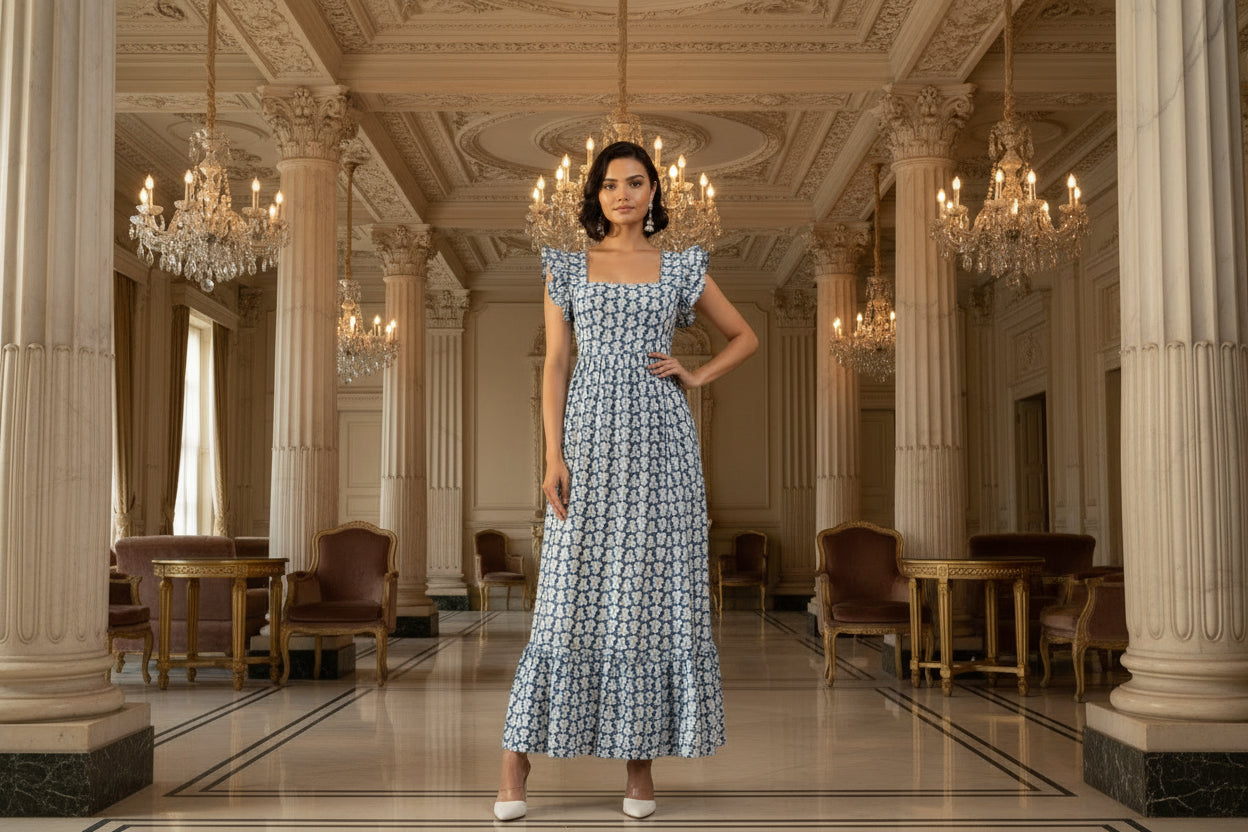 Blue Back-Knot Maxi