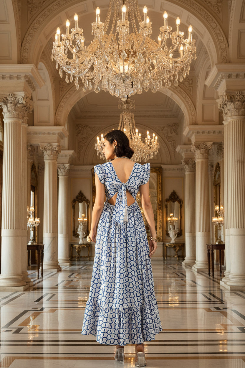 Blue Back-Knot Maxi