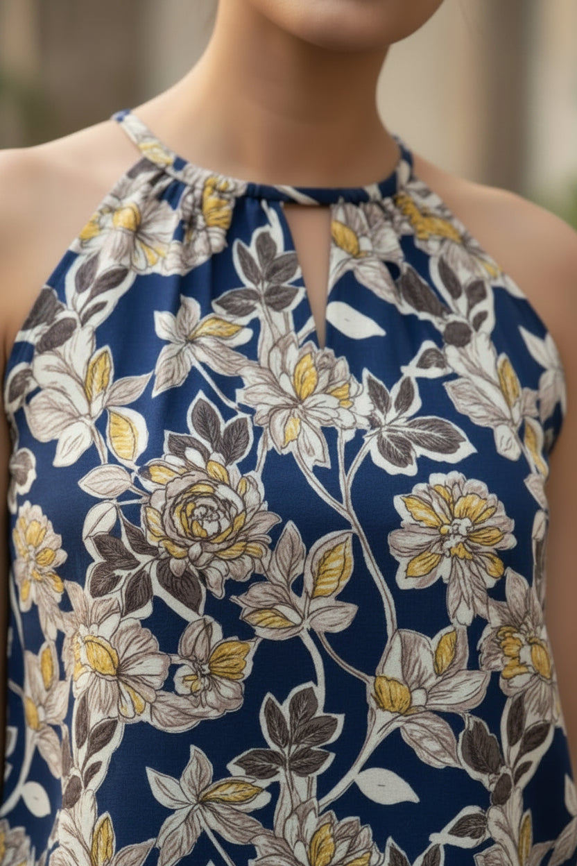 Blue Halter Neck Top
