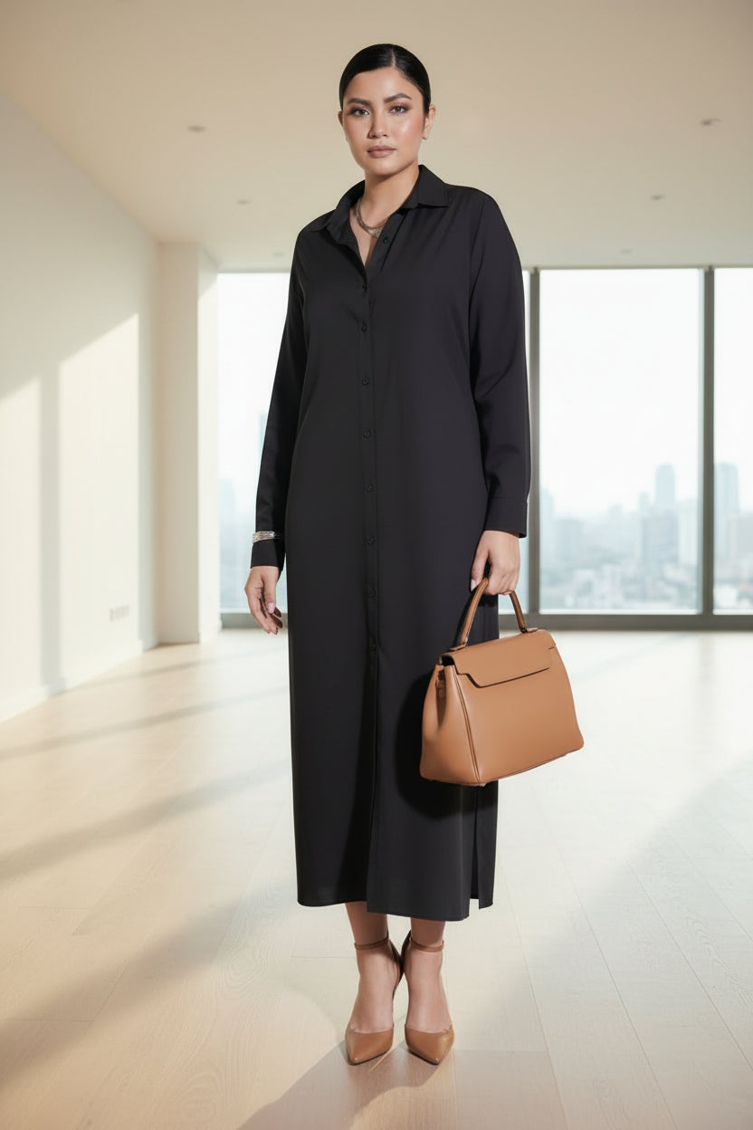 Black Maxi Shirt Dress
