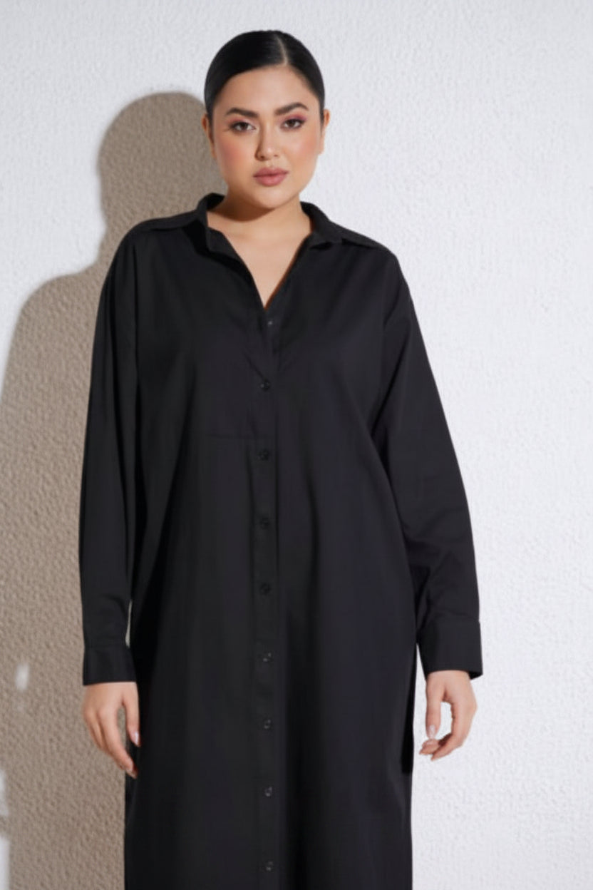 Black Maxi Shirt Dress