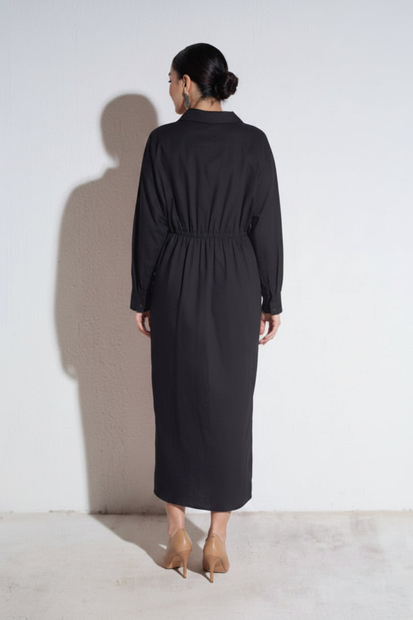Black Maxi Shirt Dress