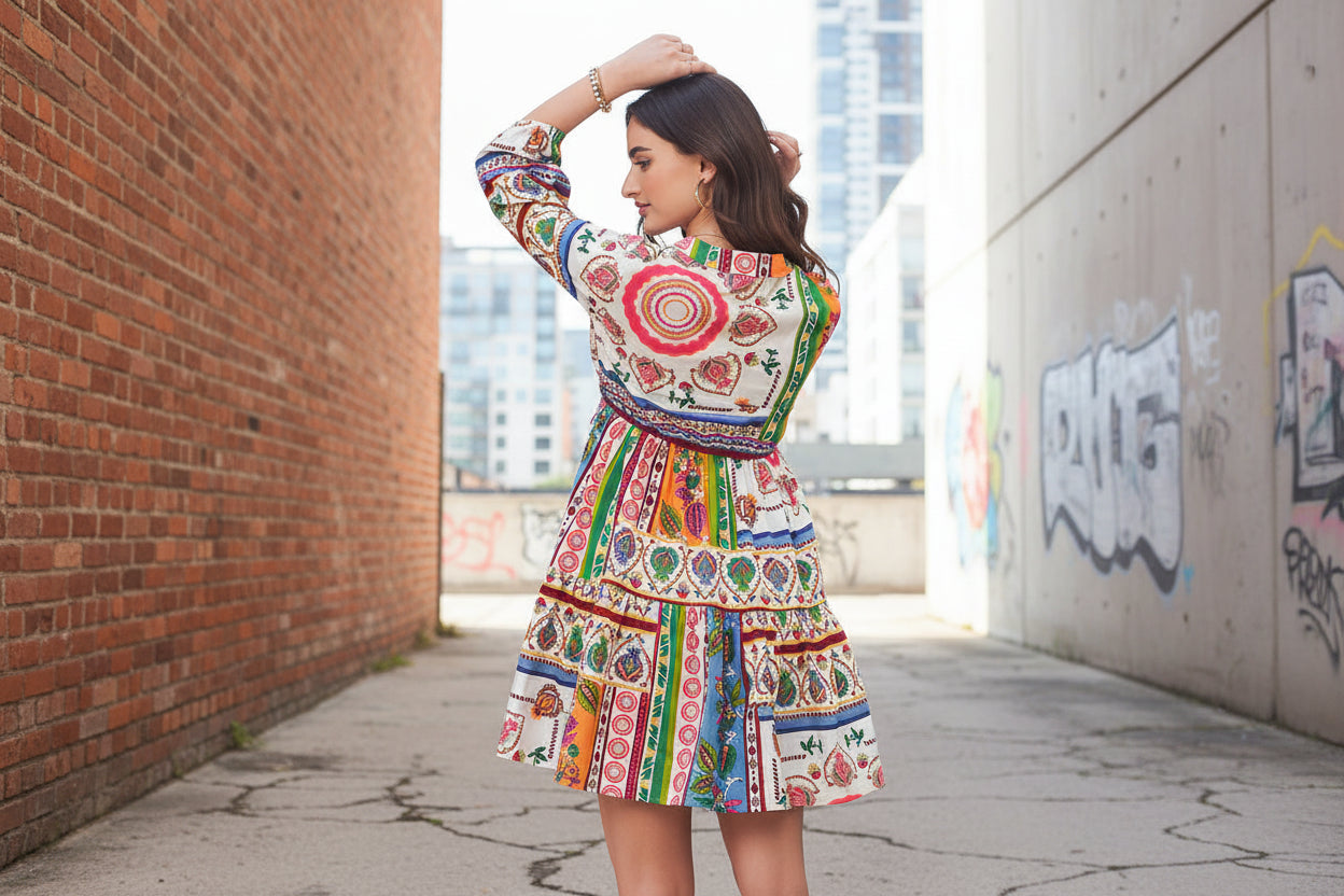Boho Multi-Patch Dress