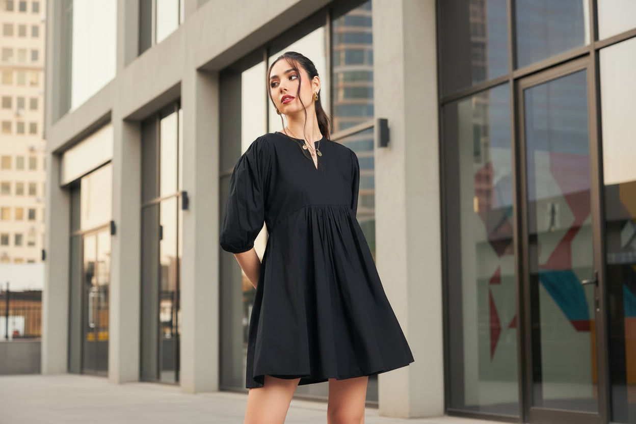 Black Solid Dress