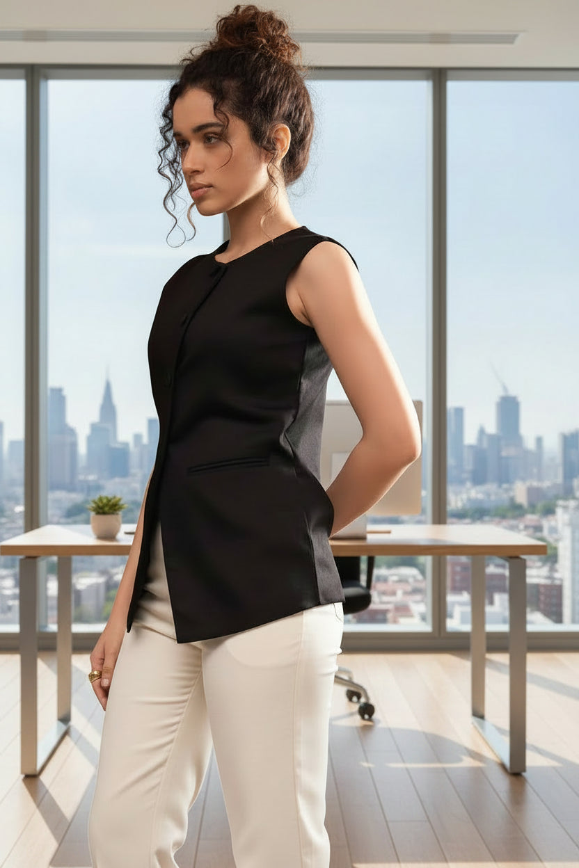 Black Front Pocket Top
