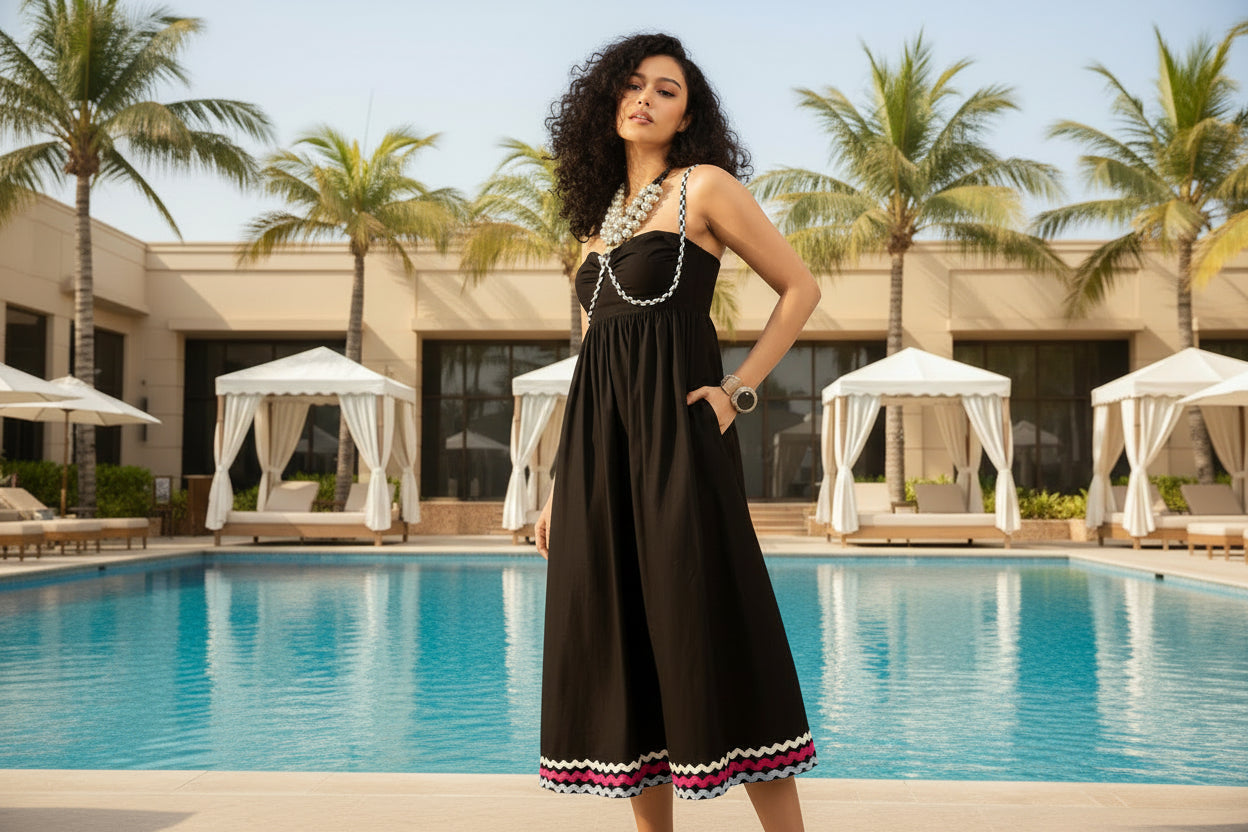 Black Spaghetti Lace Midi