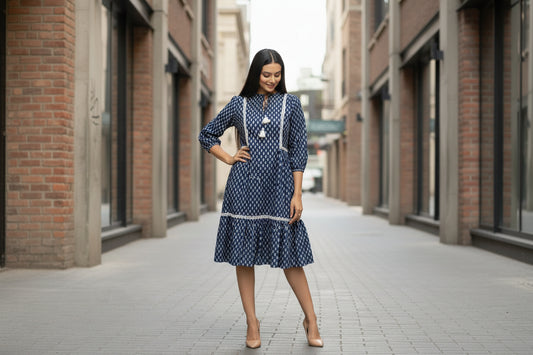 Indigo White Lace Dress