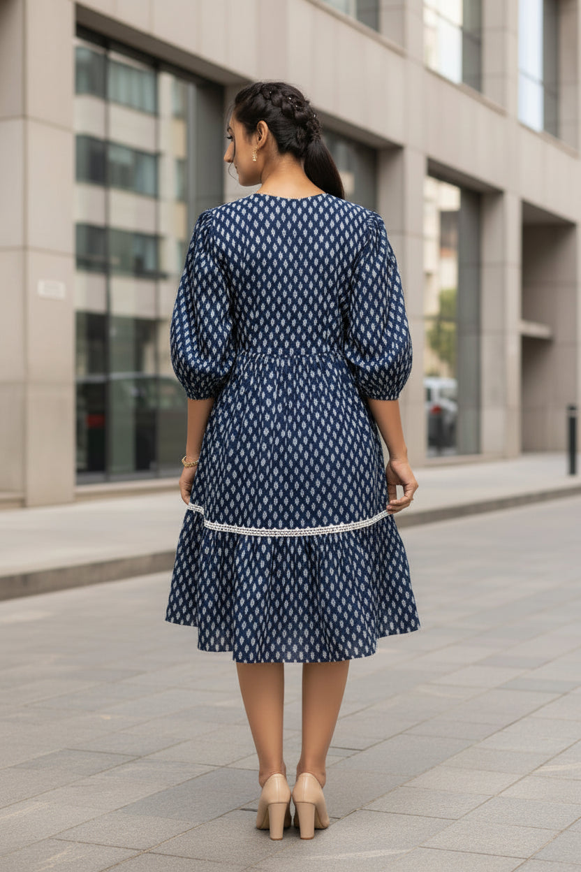 Indigo White Lace Dress