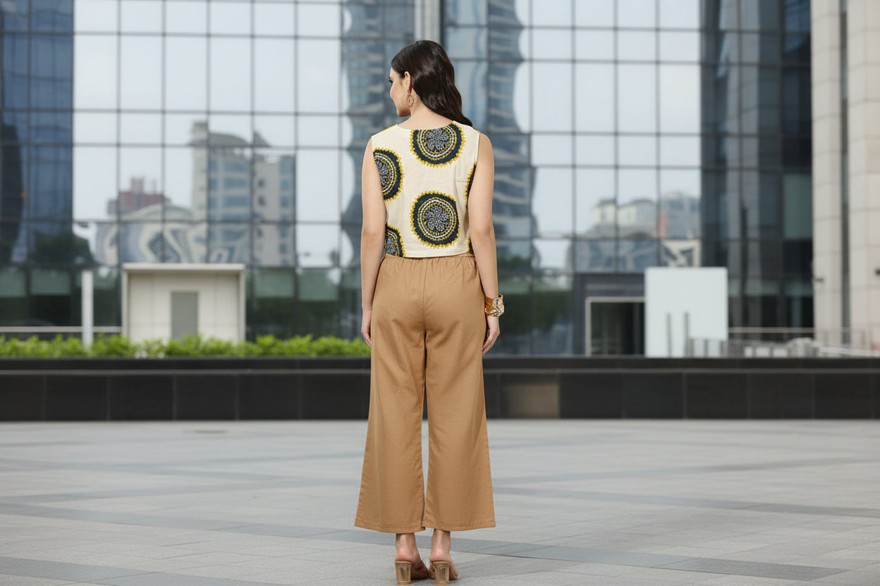 Cream Bandhani Vest