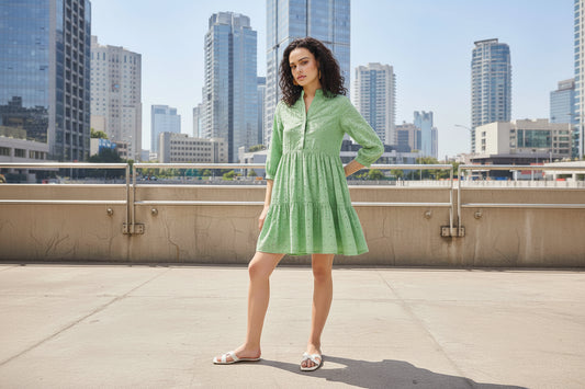 Green Schiffli Dress