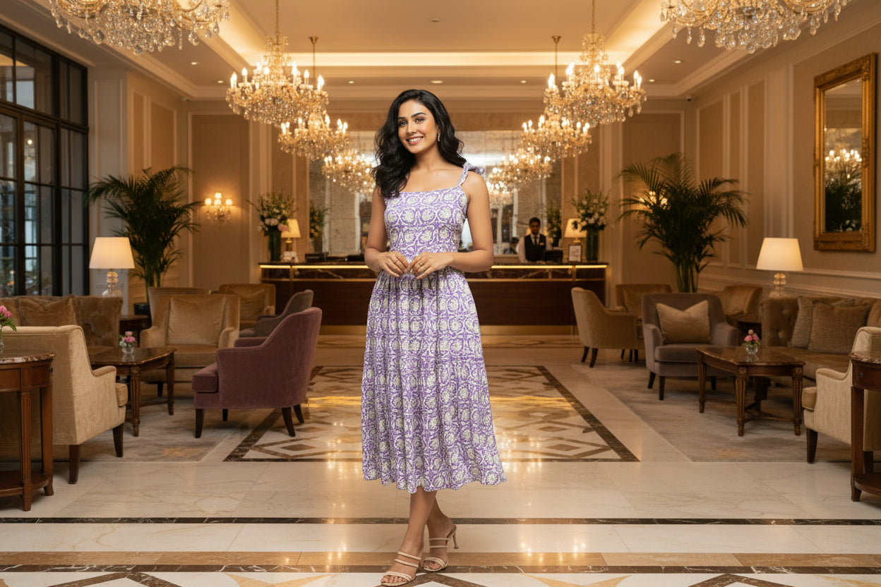 Purple Floral Midi