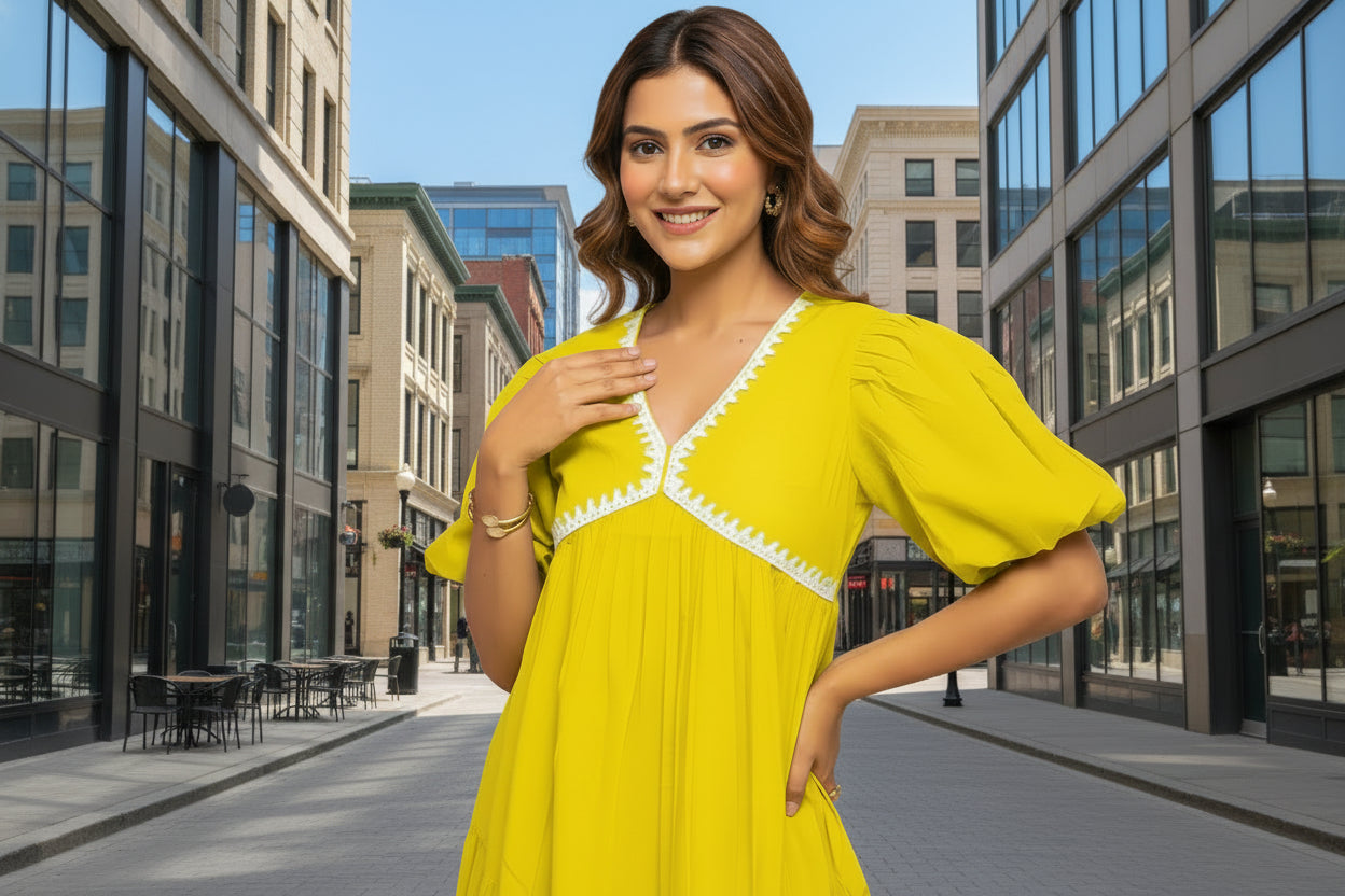 Yellow Skater Dress