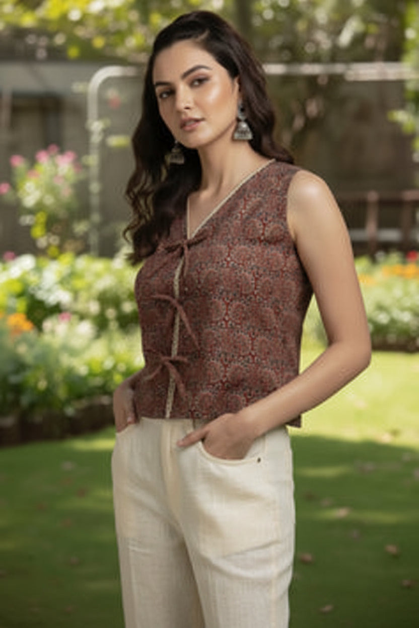 Maroon Boho Bow Top