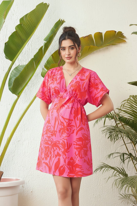 Magenta Floral Kimono Dress