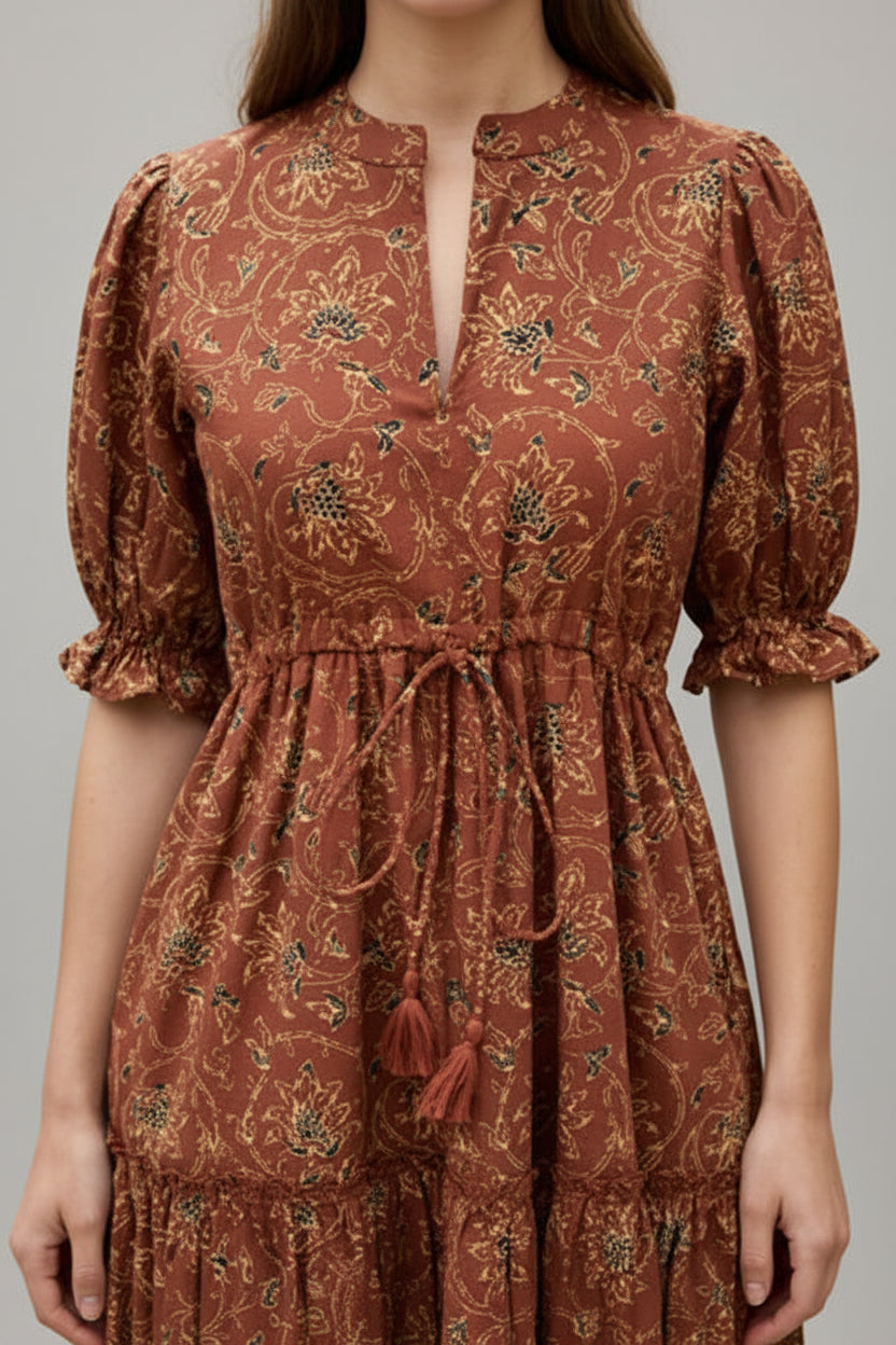 Maroon Floral Midi