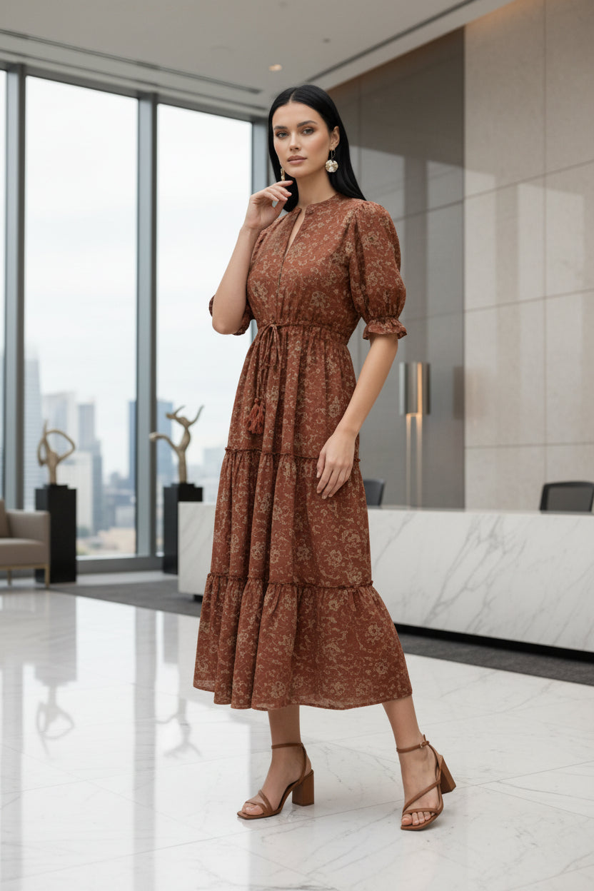 Maroon Floral Midi