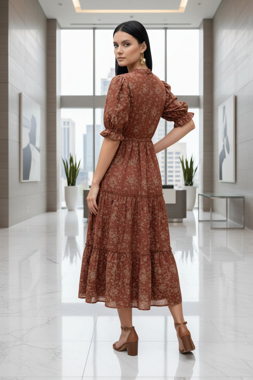 Maroon Floral Midi