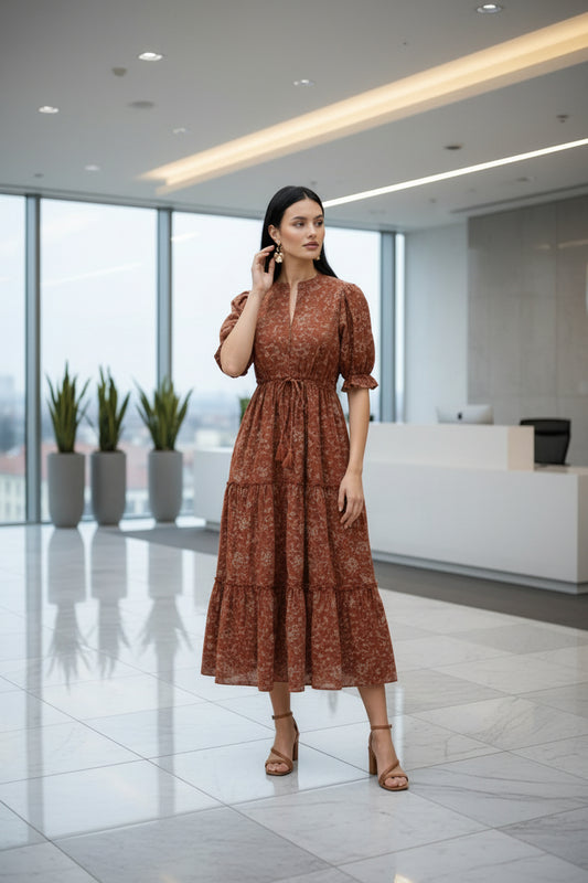 Maroon Floral Midi