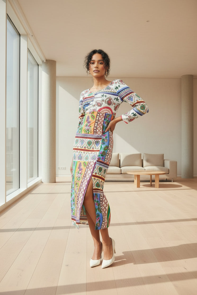 Boho Patch Slit Midi