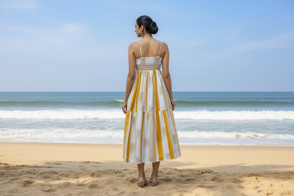 Mustard Striped Midi