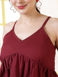 Maroon Solid Spaghetti Top
