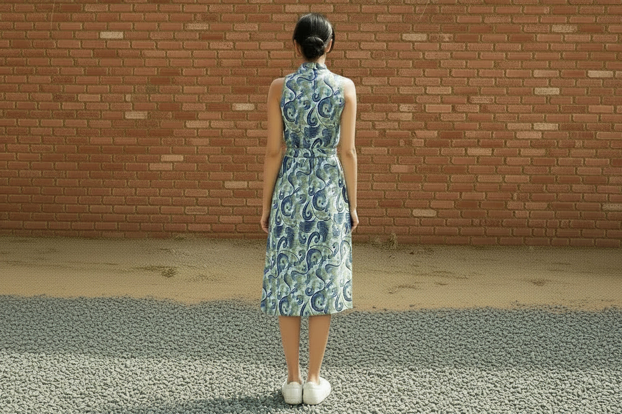 Olive Abstract Shirt Dress
