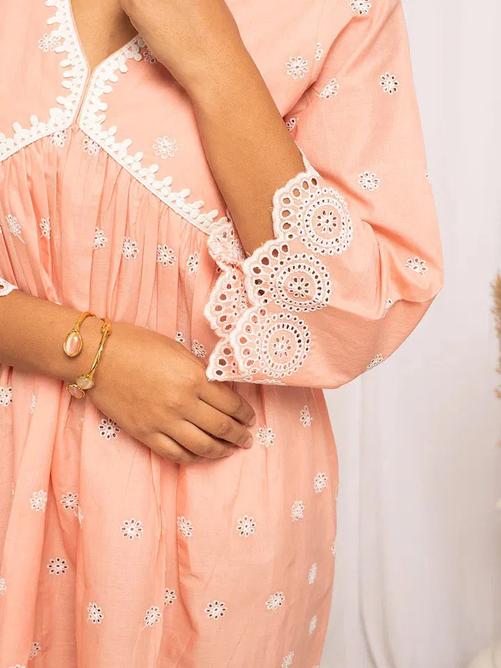 Peach Schiffli Dress