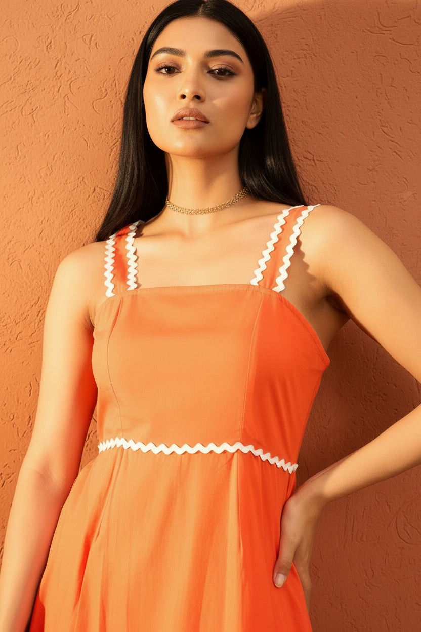Orange Tiered Lace Maxi