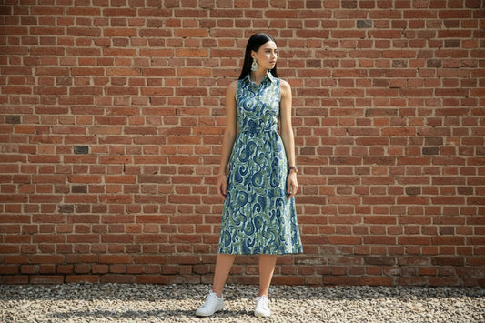 Olive Abstract Shirt Dress