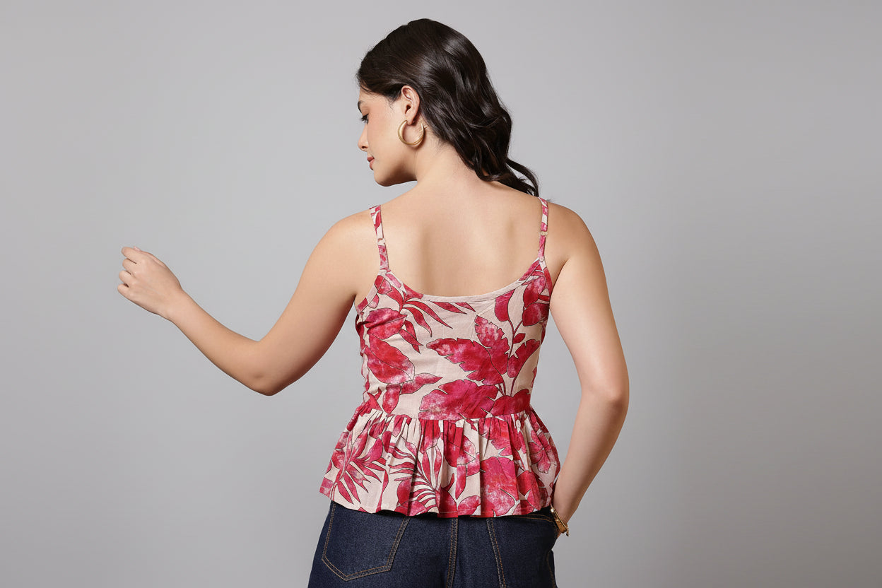 Pink Floral Spaghetti Top