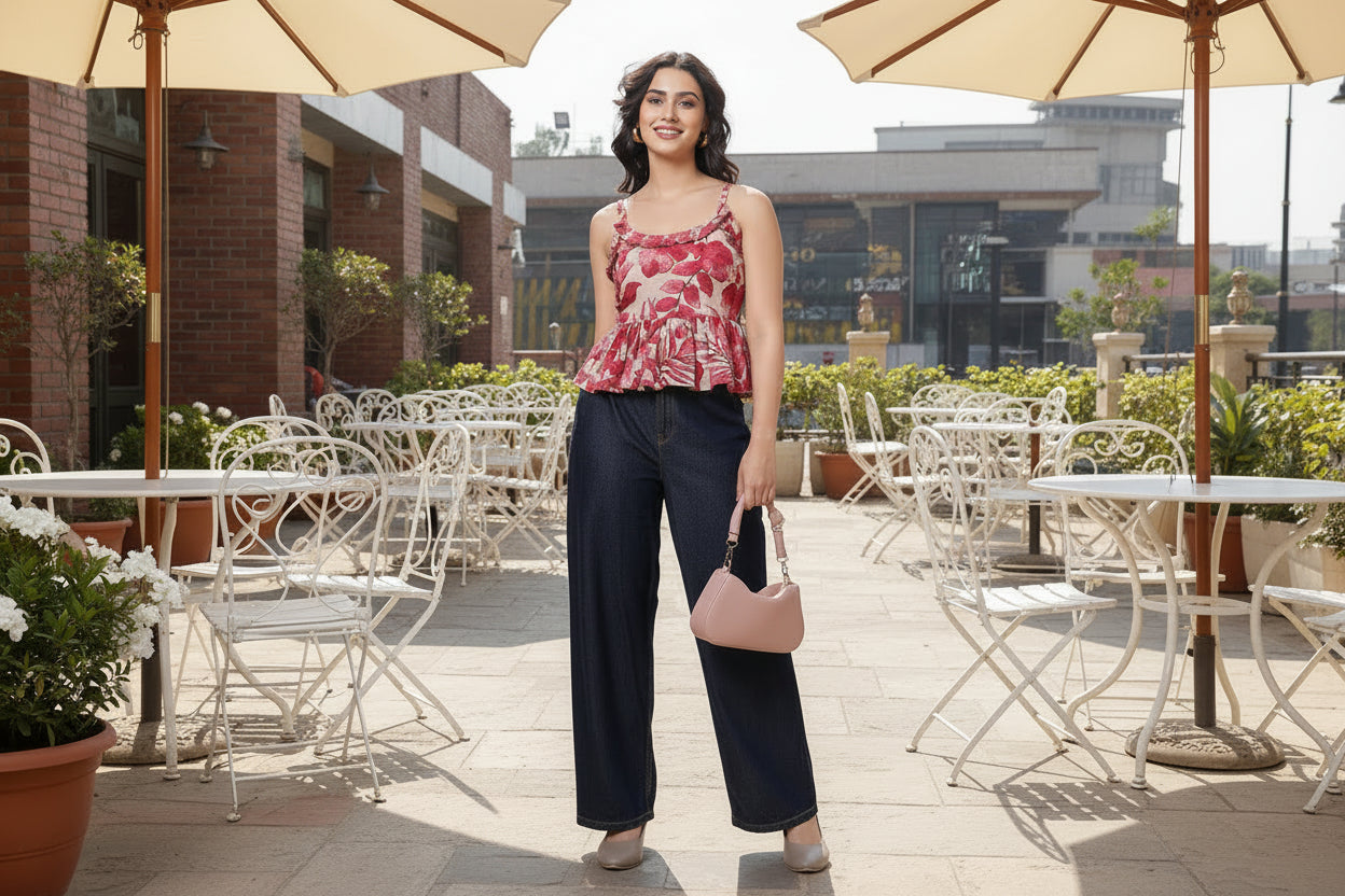 Pink Floral Spaghetti Top