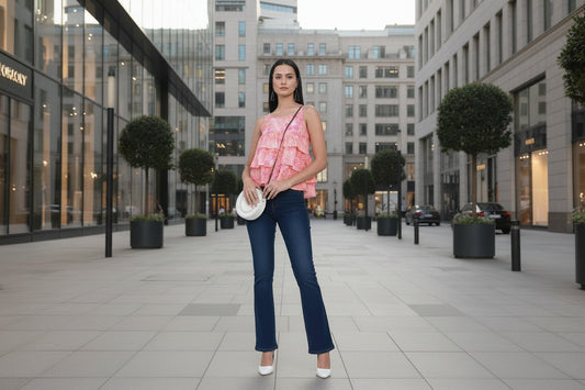 Pink Flared Spaghetti Top