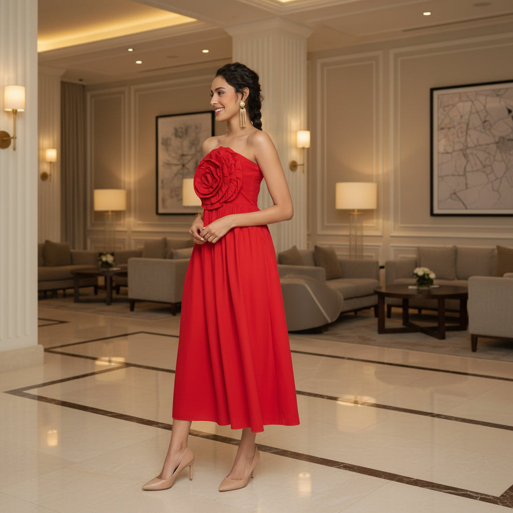 Red Rose Spaghetti Maxi