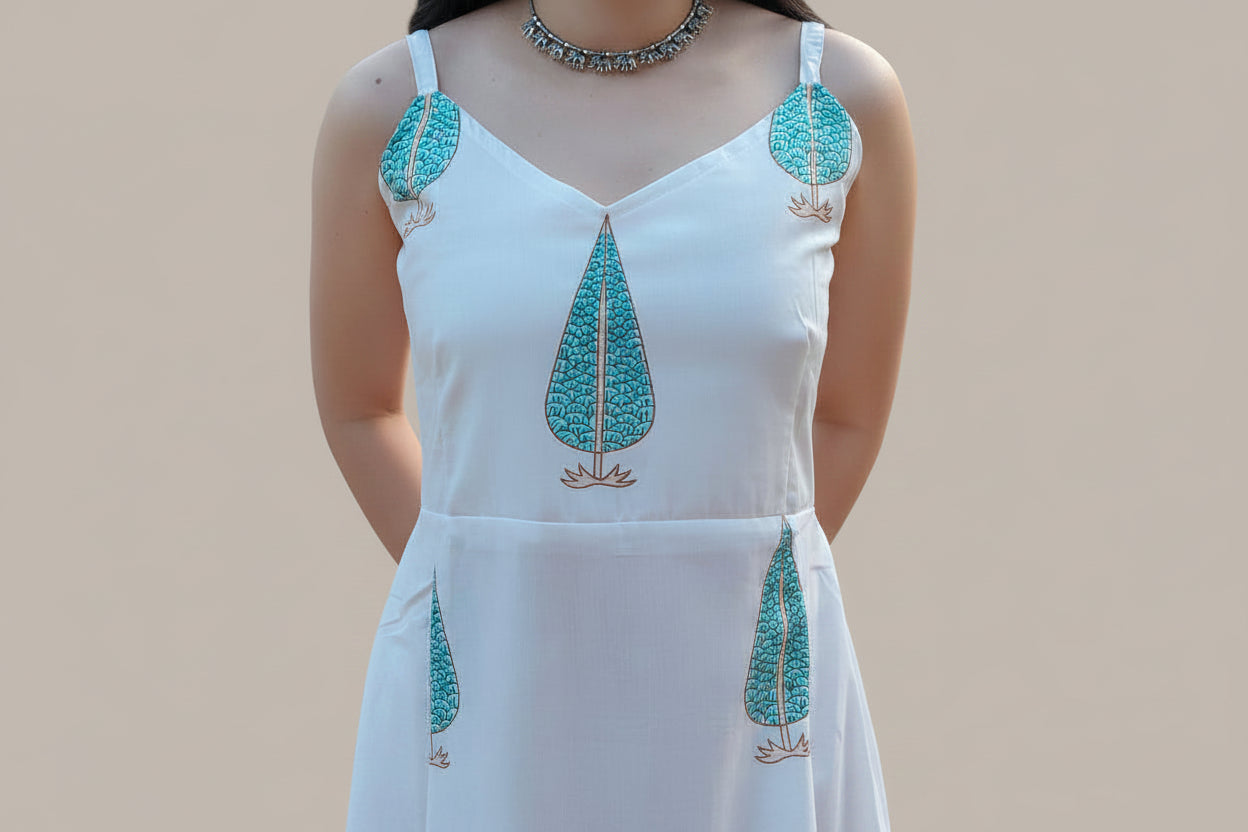 White Muslin Spaghetti Dress