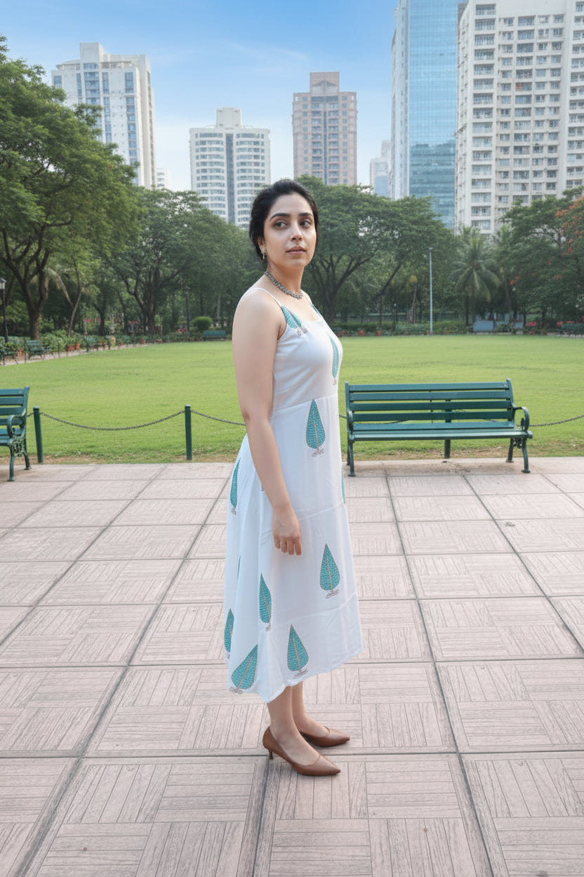 White Muslin Spaghetti Dress