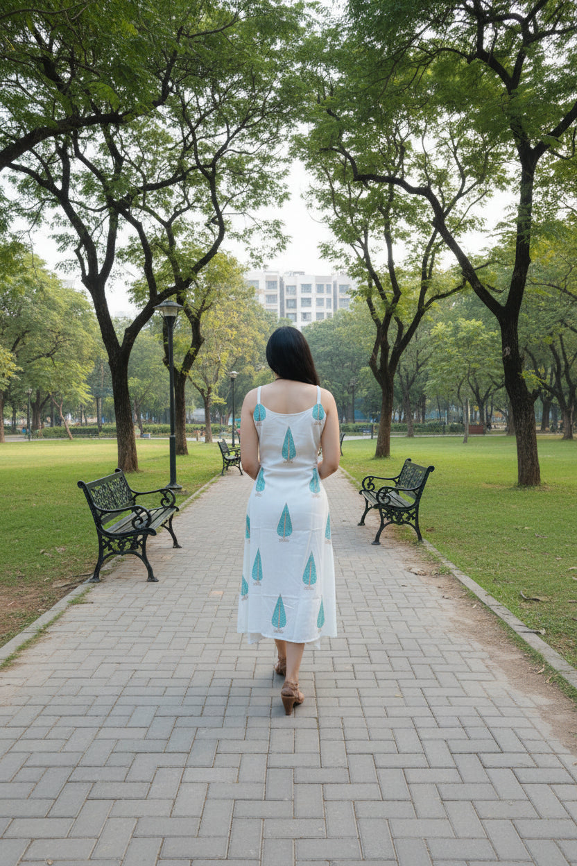 White Muslin Spaghetti Dress