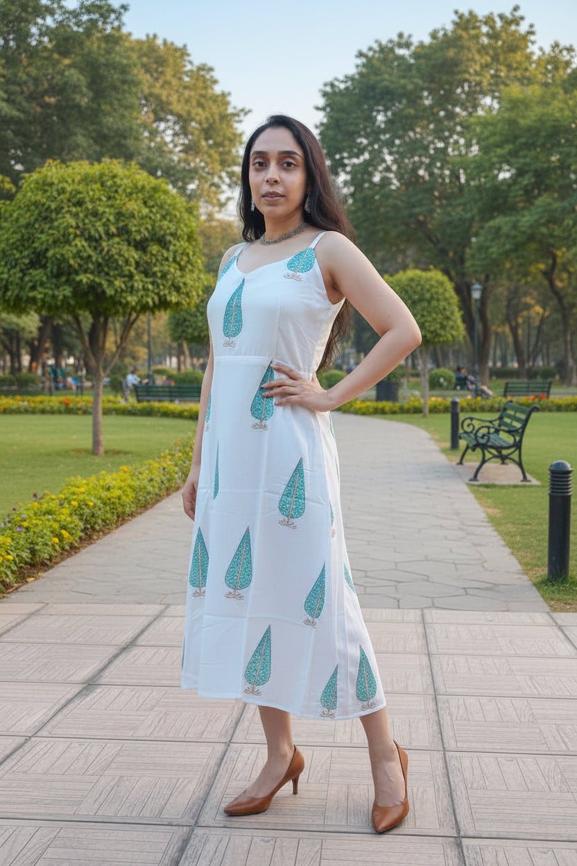 White Muslin Spaghetti Dress