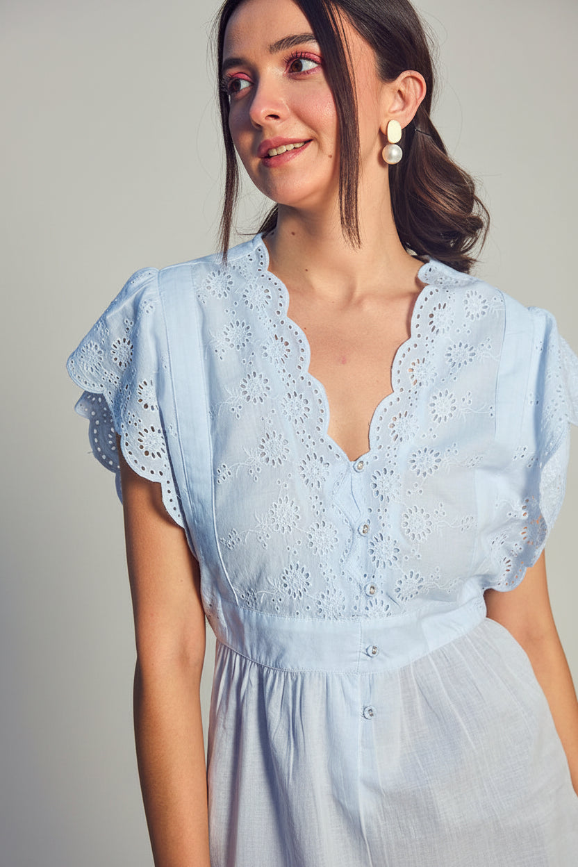 White Schiffli Top