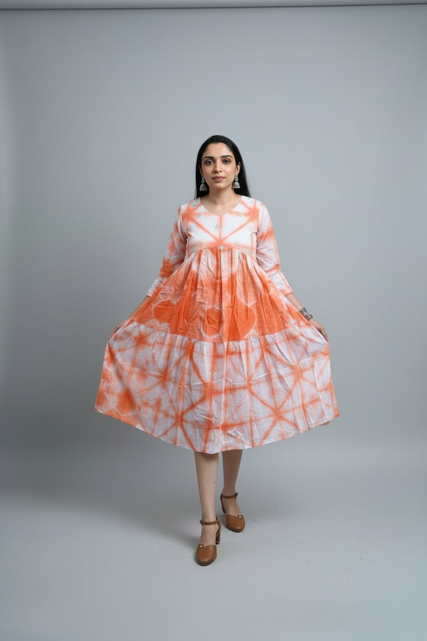 Orange Tie-Dye Dress
