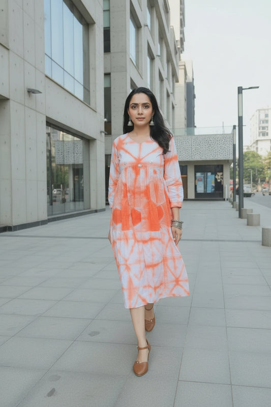 Orange Tie-Dye Dress