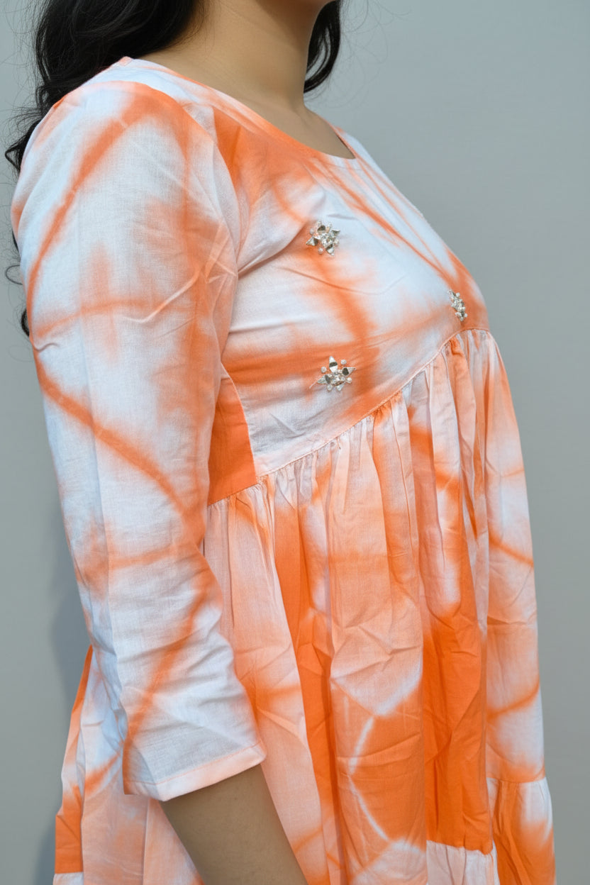 Orange Tie-Dye Dress