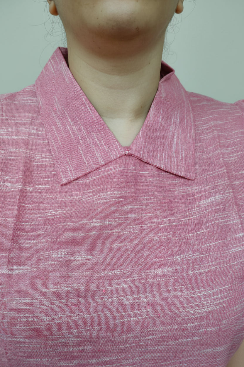 Pink Solid Collared Top