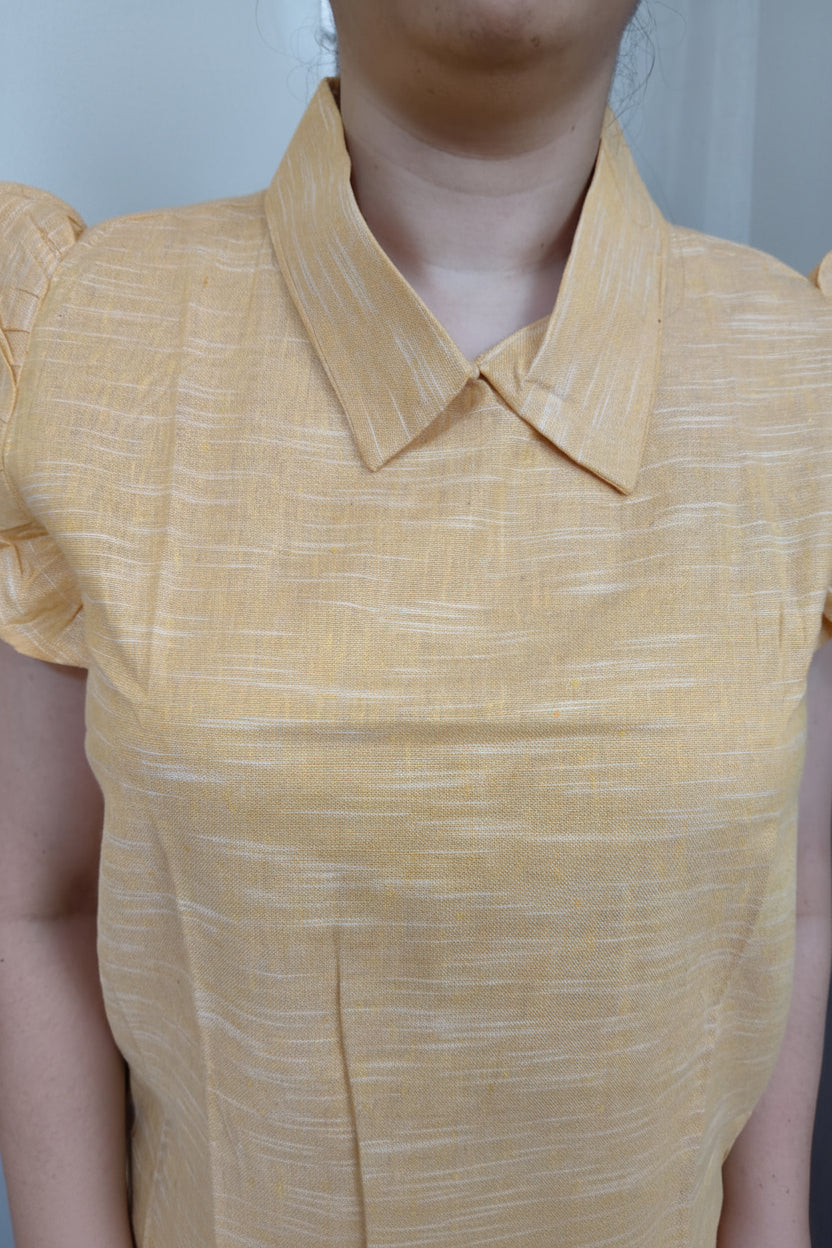 Yellow Solid Collared Top
